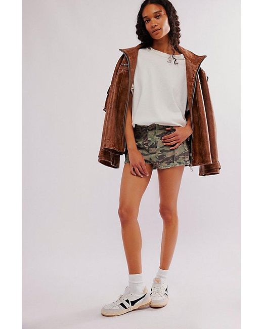 Free People Green All Yours Camo Micro Shorts