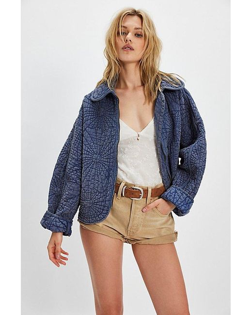 Free People Blue Gracie Quilted Jacket