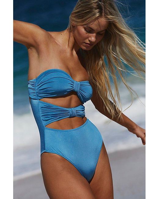 Peony Blue Ruched Holiday One-piece Swimsuit