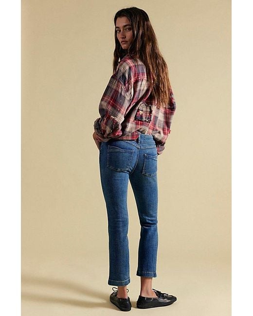 Free People Blue Revival Low-Rise Straight Cropped Jeans
