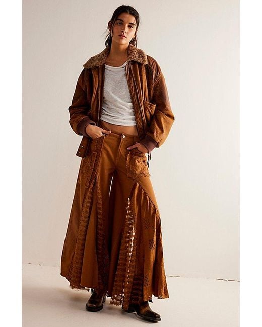 Free People Brown We The Free Great Escape Wide-leg Jeans