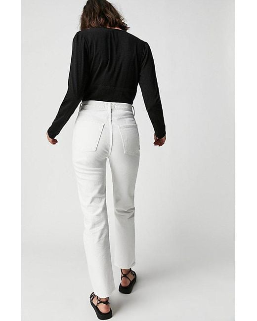 Agolde White Pinch Waist 90s Jean At Free People In Marshmallow, Size: 26