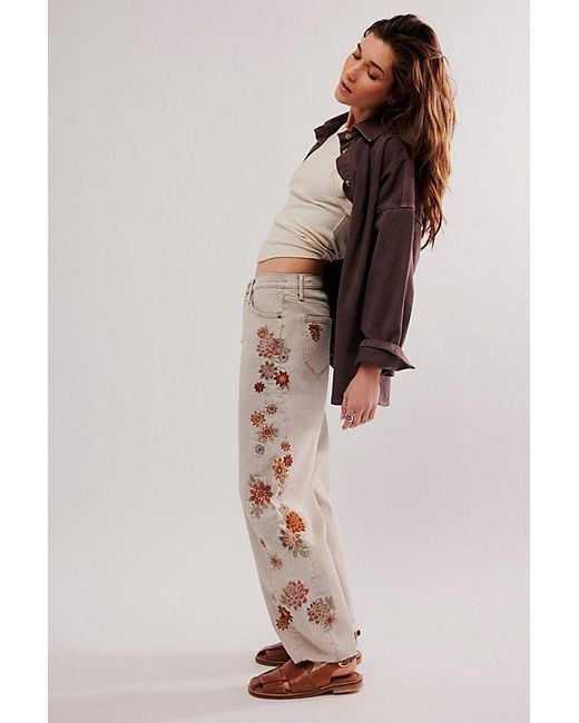 Free People Multicolor Driftwood Parker Embroidered Jeans