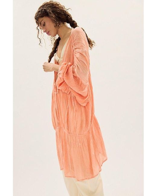 Free People White Juliet Sheer Tie-Front Duster Top