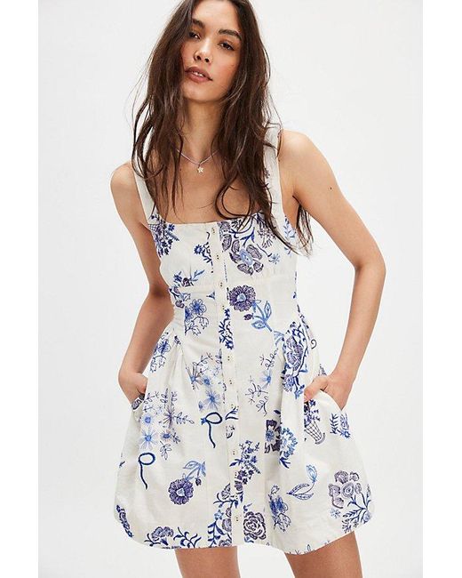 Bali Blue Astrid Embroidered Mini Dress