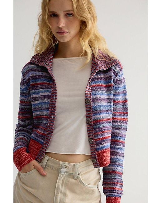 Free People Purple We The Free Alyson Striped Cardi