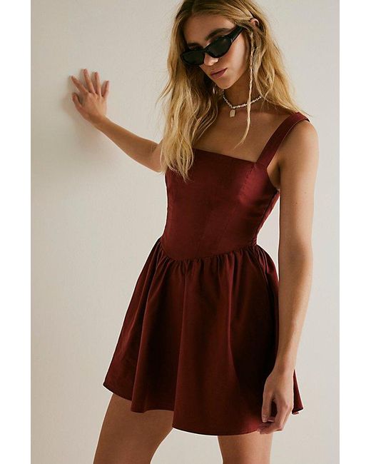 Free People Brown East Side Lace-up Mini Dress