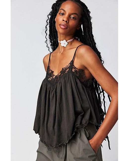 Free People Kayla Tank Top At In Washed Black, Size: Large