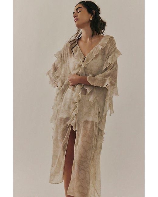Free People Natural Winter Valley Printed Duster Top