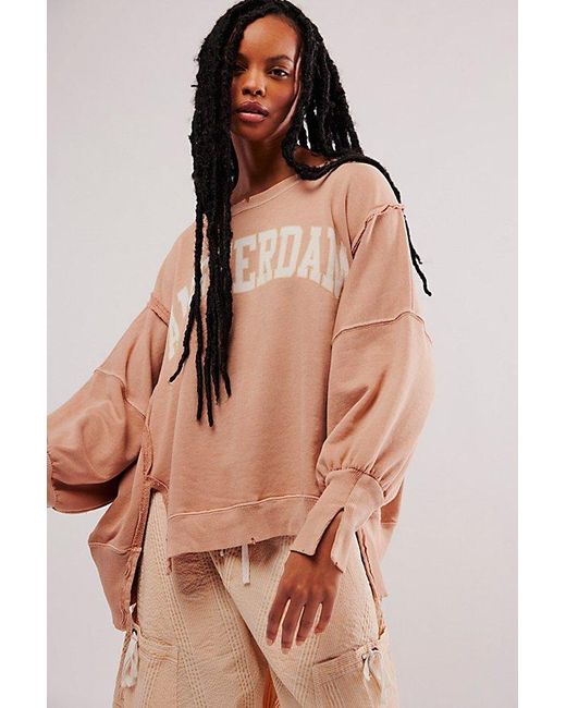 Free People Brown We The Free Graphic Camden Pullover