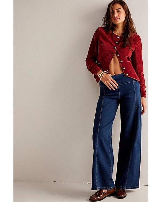 Free People Blue We The Free Spotlight High-rise Wide-leg Jeans