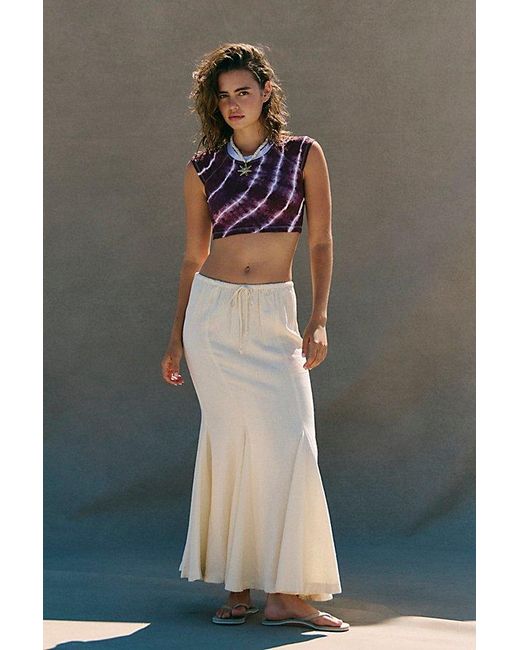 free-est Multicolor Mermaid Linen Maxi Skirt By