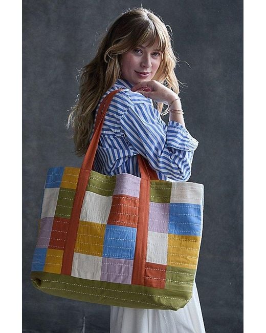Anchal Orange Checkered Tote