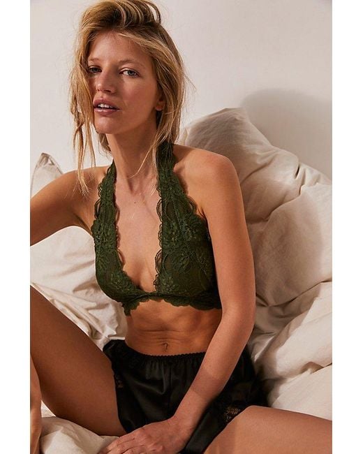 Intimately By Free People Brown Last Dance Lace Halter Bralette