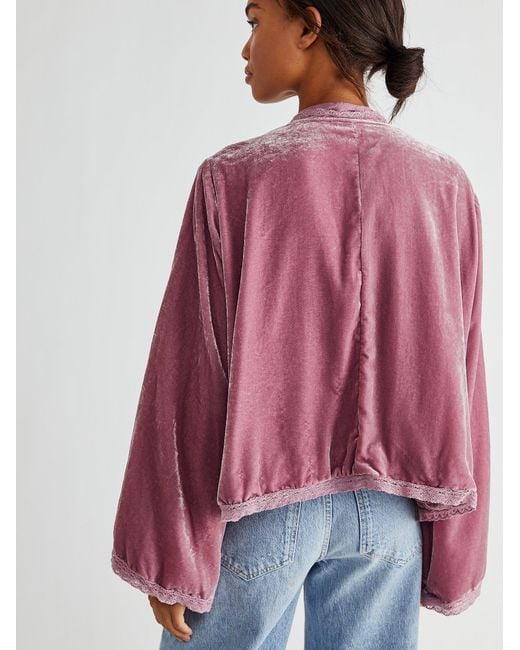 Free People Velvet Bed Jacket in Pink 