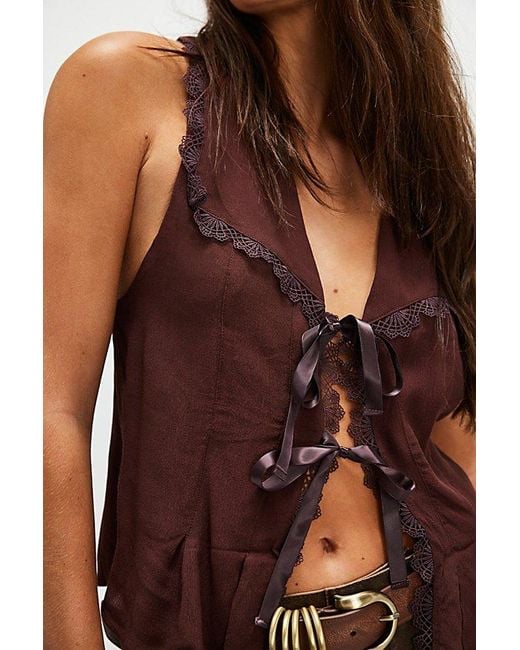 Free People Brown Lost In Your Love Top