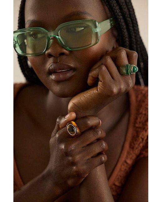 Free People Brown Frankie Rectangle Sunglasses