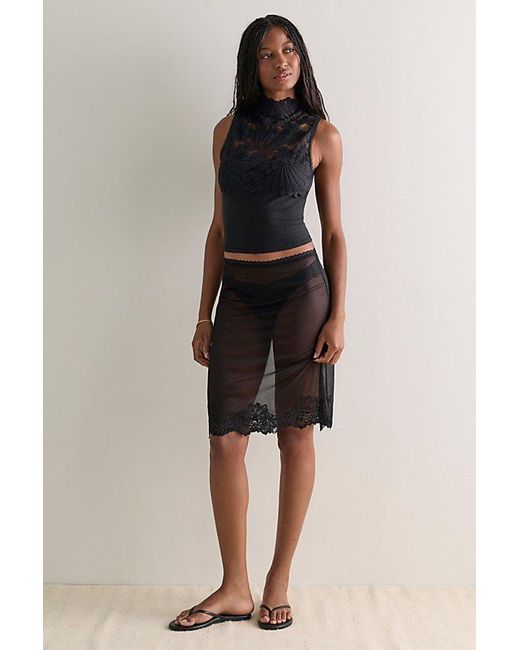 Intimately By Free People Black Petal Party Mock Neck Tank Top By