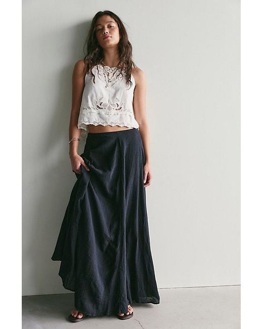 Free People Black Ives Solid Maxi Skirt