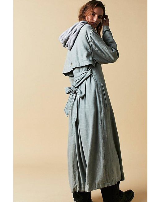 Free People Blue Charlie Trench Coat