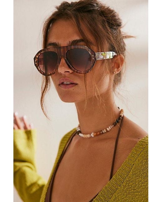 Free People Brown Cruise Aviators At In Latte
