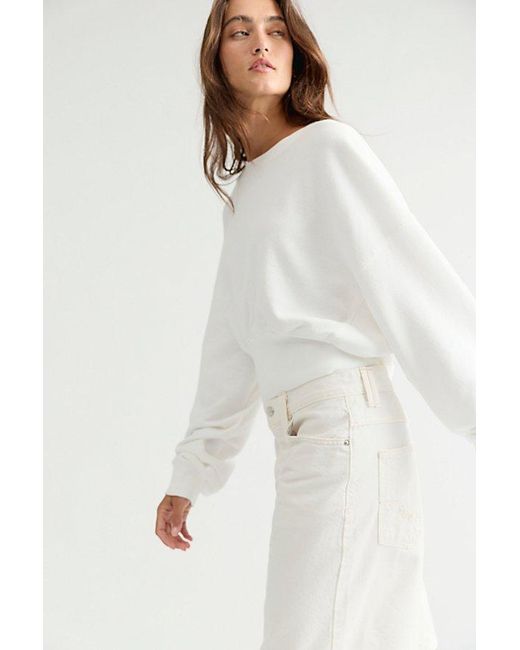 Free People White All Day Pullover