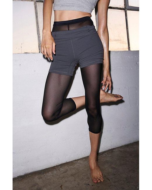 Free People Blue Jule Mesh Capri Tights