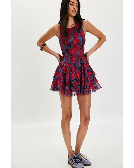 Free People Red Raven Printed Mini Dress