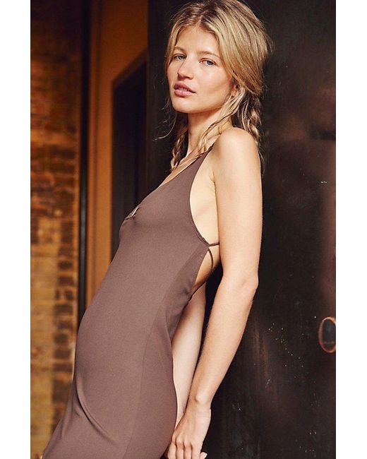 Intimately By Free People Brown Made You Look Mini Slip