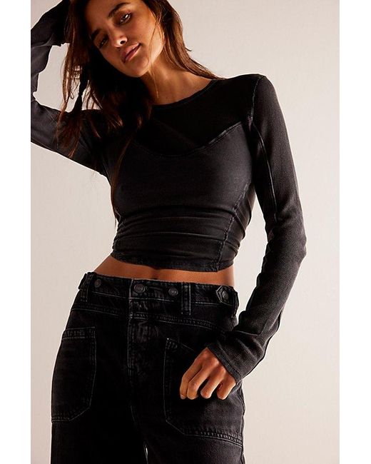Free People Black Palmer Cuffed Jeans At Free People In Outerspace, Size: 27