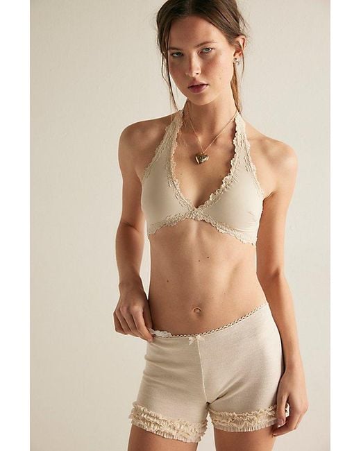 Intimately By Free People Brown Charlie Lace Microfiber Halter Bralette By