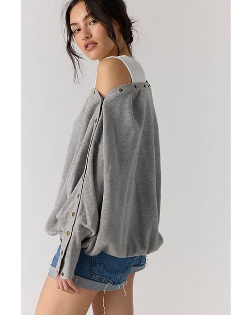 Free People Gray Parker Off-The-Shoulder Pullover
