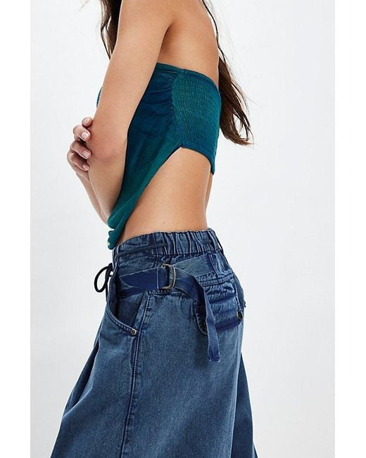 Free People Blue Julien Wide-Leg Chino Trousers
