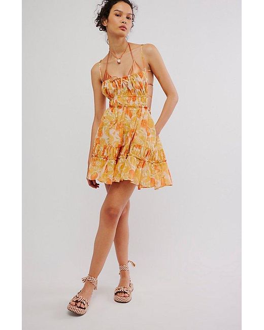 Free People Taking Sides Printed Mini in Orange | Lyst Free People Taking Sides Printed Mini in Orange | Lyst