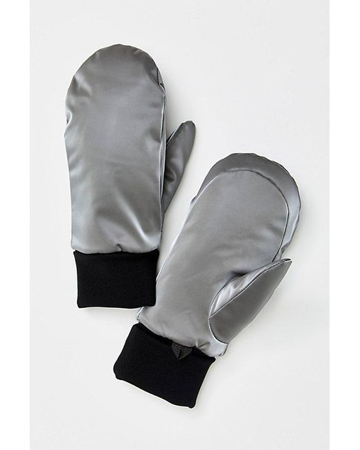 Rains Gray W2t3 Puffer Mittens At Free People In Metallic Grey, Size: Small