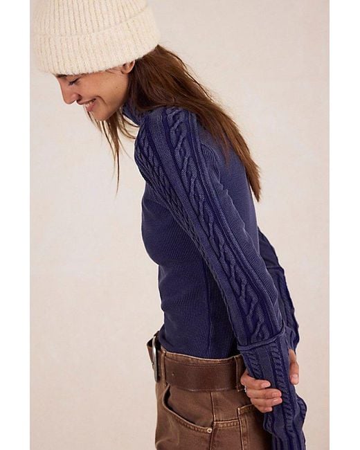 Free People Blue Breezy Swit Top
