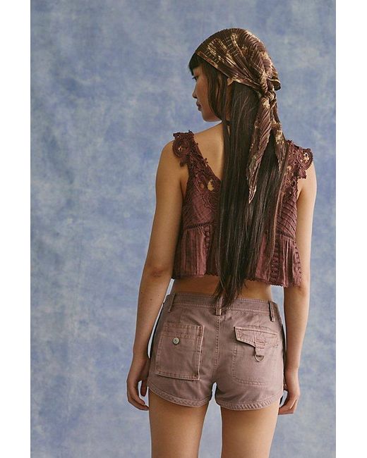 Free People Brown Calipsa Micro Cargo Shorts