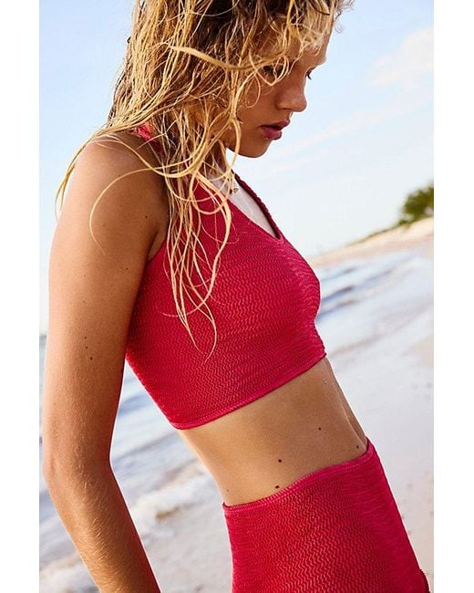 Cleonie Swim Red Pilates Halter Tankini Top