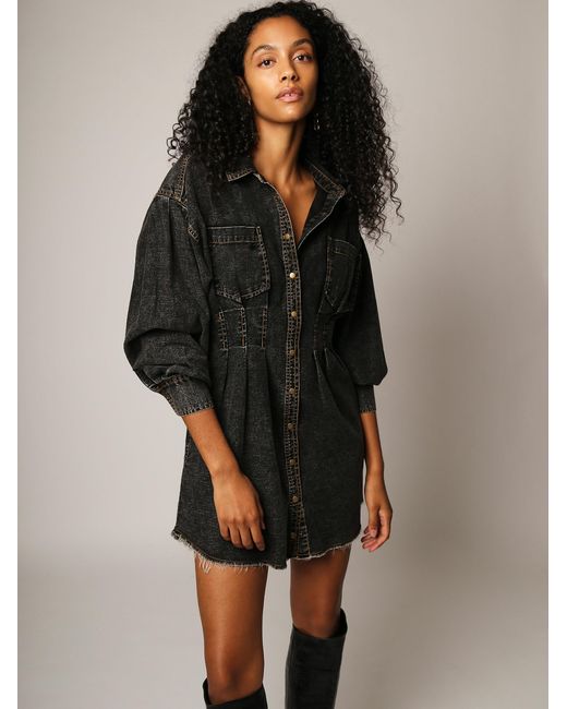 Free people denim shirt dress cheap