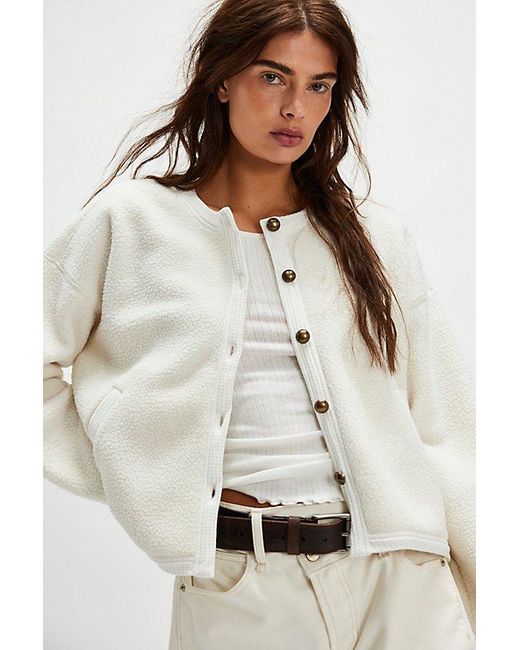 Free People White Hug Me Sherpa Cardi