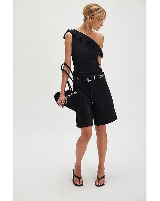 Free People Black Isla Off-The-Shoulder Ruched Sleeveless Top