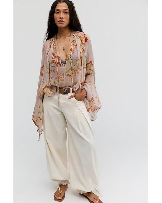 Free People Brown Milo Printed Blouse