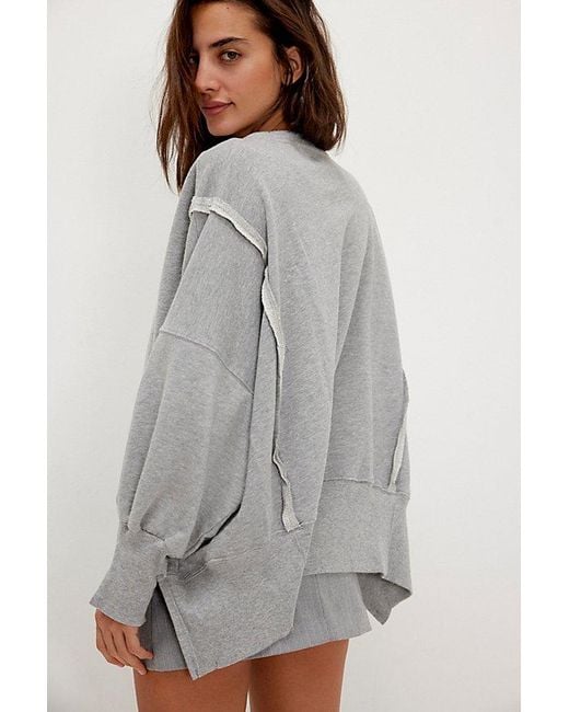 Free People Gray Graphic Camden Pullover