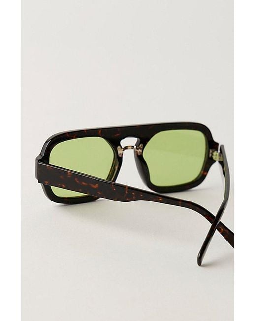 Free People Green Rhiannon Modern Aviator Polarized Sunglasses