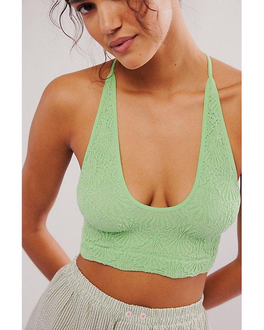 Free People Green What's The Scoop Floral Bralette
