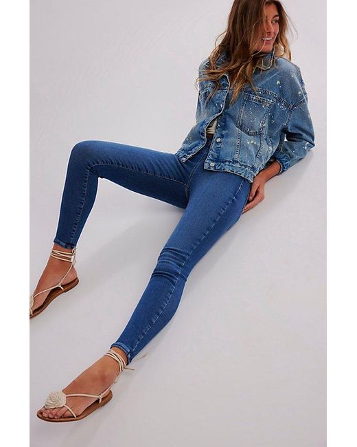 Free People Blue Crvy Infinite Stretch Pull-on Skinny Jeans