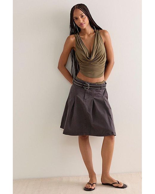 Free People Green We'Re Going Out Cowl-Neck Cami