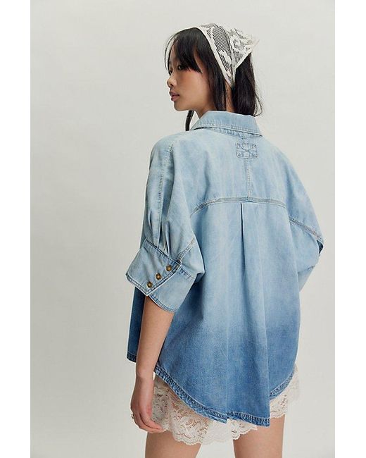 Free People Blue Seaside Denim Button Down
