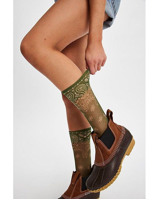 Maria La Rosa Green Bandana Tall Sock By