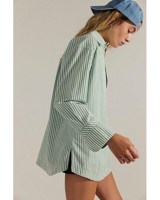 Free People Green August Striped Pullover